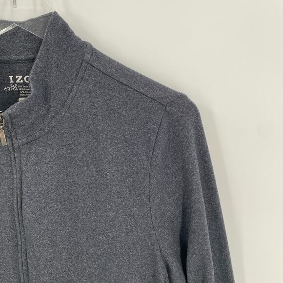 Heather Grey Izod full zip athletic jacket womens size large pink floral Golf - Picture 3 of 7